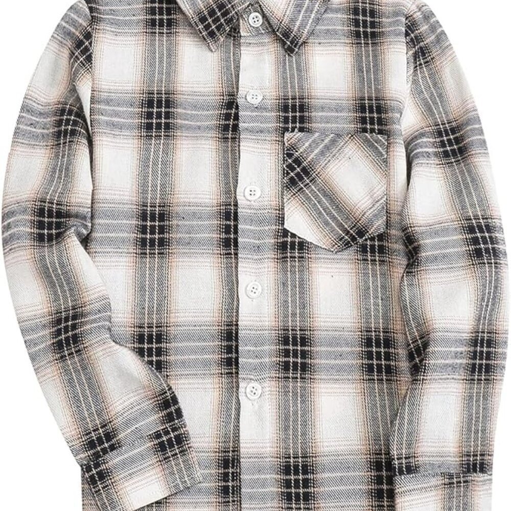 Boys Plaid Flannel Button down shirt boys Fall 9-10 year old - 0390